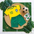 Roupa Bebê Temática Seleção Brasileira Body E Shorts Copa