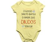 Roupa Body Bebê Amor dos Dindos Madrinha Padrinho Frase Engraçada Amarelo Bebê