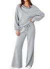 Roupa de 2 peças: moletom feminino Aleumdr, agasalho de outono, cinza