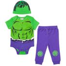 Roupa de 3 peças para bebês Marvel Avengers Hulk para meninos de 3 a 6 meses