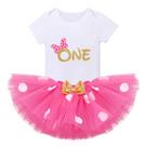 Roupa de aniversário IMEKIS Newborn Baby Girls Polka Dots 1st