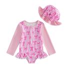 Roupa de banho de duas abóboras para bebês com chapéu de sol de 18 a 24 meses
