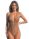Roupa de banho feminina CUPSHE Plunging Hater One Piece S Brown