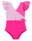 Roupa de banho feminina de uma peça Mioglrie rosa com babados 6T