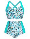 Roupa de banho feminina Hanna Nikole Twist Front Plus Size Leopard