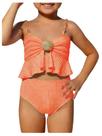 Roupa de banho MakeMechic Toddler Girl's Seashell Ruffle Beach 5Y Orange