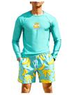 Roupa de banho masculina SOLY HUX, manga comprida, protetor de erupções cutâneas com shorts azuis