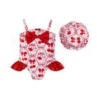 Roupa de banho mlpeerw Toddler Girl Floral com chapéu de 2-3 anos, vermelho Roupa de banho mlpeerw Toddler Girl Floral com chapéu de 2-3 anos, vermelho