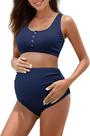 Roupa de banho para maternidade Zando, cintura alta, canelada, azul marinho, XXL, feminino Roupa de banho para maternidade Zando, cintura alta, canelada, azul marinho, XXL, feminino
