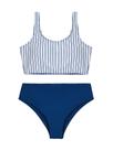 Roupa de banho RoseSeek para menina, 2 peças, listrada, laço, 12 anos, azul profundo Roupa de banho RoseSeek para menina, 2 peças, listrada, laço, 12 anos, azul profundo