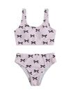 Roupa de banho RoseSeek para menina, 2 peças, listrada, laço, 15Y