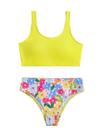 Roupa de banho RoseSeek para menina, 2 peças, listrada, laço, amarelo, 12 anos