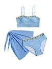 Roupa de banho Verdusa Girl Seashell, 3 peças com saia coberta, azul 8Y Roupa de banho Verdusa Girl Seashell, 3 peças com saia coberta, azul 8Y