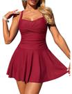Roupa de banho ZAFUL High Waisted Tummy Control Wine Red