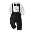 Roupa de batismo infantil IMEKIS, camisa borboleta, suspensórios, calças