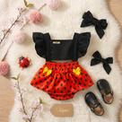 Roupa De Bebê Menina Romper Temático Vermelho E Preto Festa Aniversário