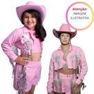 Roupa de Boiadeira Rosa Com Strass Menina 3 Peças Castela