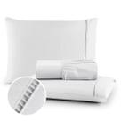 Roupa de Cama Casal 400 Fios Micropercal 3 Pçs Jogo de Lençol Extra Macio Toque de Pessego - F.V Enxovais