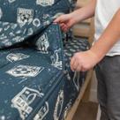 Roupa de cama com zíper com tema esportivo Beddy's Sports para crianças azul com esportes