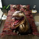roupa de cama de dinossauro twin boy capa de edredom quarto adolescente adulto decoração de dinossauro Conjunto de cama com duas fronhasTamanho completo (sem edredom) Rainha vermelho-marrom 88 x 88"