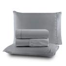 Roupa de Cama Lençol 200 Fios Algodão 4 Peças em Ponto Palito Anti-Pilling com Toque Suave Premium