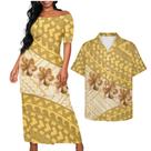 Roupa de casal QUJUFOZY Samoan Dress Puletasi para mulheres 3GG Roupa de casal QUJUFOZY Samoan Dress Puletasi para mulheres 3GG