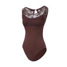 Roupa de dança feminina de balé de renda sem mangas da Leotard Lanbodance