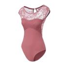 Roupa de dança feminina de balé de renda sem mangas da Leotard Lanbodance
