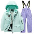 Roupa de esqui HOTIAN Boys Thicken, jaqueta e calça quentes com capuz 12