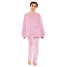Roupa de Frio Conjunto Pijama De Plush Fleece Infantil De Frio manga Longa Menina Rosa (Tamanho 04)