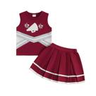 Roupa de líder de torcida CREAIRY Toddler Baby Girl Wine Red 2-3T