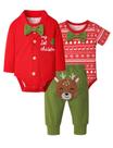 Roupa de Natal para bebês Abbence 9-12 meses vermelha verde