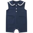 Roupa de peça única de algodão náutico sem mangas para bebês e meninos