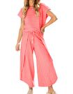 Roupa feminina HangNifang listrada de verão, 2 peças, vermelha, tamanho GG
