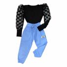 Roupa Feminina Infantil Blusa Tule Calça Jogger Blogueirinha