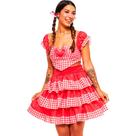 Roupa Festa Junina Adulta Feminina Conjunto Jurema Xadrez Vermelho Top e Saia Rodada