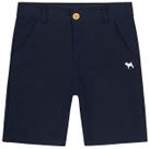 Roupa Infantil Bermuda Em Linho Menino Charpey Azul Short Com Zíper E Botão