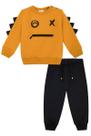 Roupa Infantil Blusa Manga Longa Frio Calça Moletom Estampa Monstrinho Conjunto Lucboo Confortável