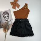 Roupa Infantil Blusa Nula Manga E Short Saia material ecológico Roupa Infantil Blusa Nula Manga E Short Saia material ecológico