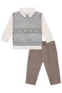 Roupa Infantil Camisa Masculina Molecotton e Calça Sarja Conjunto Trio Charming Baby Confortável