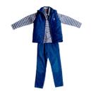 Roupa Infantil Camisa Xadrez Manga Longa Colete Estiloso e Calça Jeans Quentinha Confortável Anuska