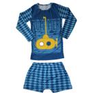 Roupa Infantil Camiseta Manga Curta e Sunga Box Conjunto Menino Peixinhos Moda Praia Tubekids