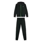 Roupa Infantil Casaco Zíper Capuz Calça Moletom Peluciado Conjunto Inverno Verde Preto Confortável