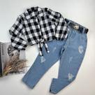 Roupa Infantil Conjunto Country Camisa Xadrez Calça Jeans E Cinto Tendência