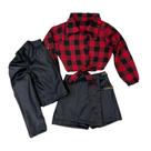 Roupa Infantil Look Junino Camisa Xadrez Short Saia Jaqueta
