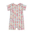 Roupa Infantil Macaquinho Bebê Menina Estampa Sorvete Manga Curta Abertura Botões Pressão Up Baby