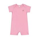 Roupa Infantil Macaquinho Romper Rosa Básico Up Baby Manga Curta Suedine Abertura Botões de Pressão