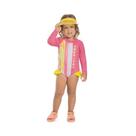 Roupa Infantil Maio Feminino Kiko E Kika Manga Longa Com Proteção UV50 Tropical Verão Praia