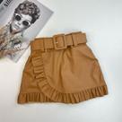 Roupa Infantil Short Saia Meninas Couro Eco + Cintinho Luxo