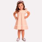 Roupa Infantil Vestido Milon Rose Tecido Manga Curta Detalhado Modelo Menina Despojado Estiloso